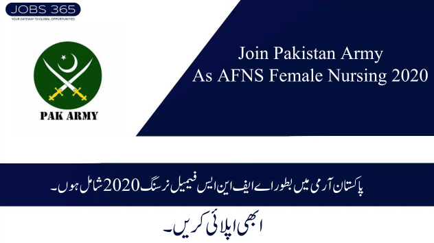 Join Pakistan Army As AFNS Female Nursing 2020