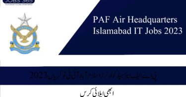 PAF Air Headquarters Islamabad IT Jobs 2023